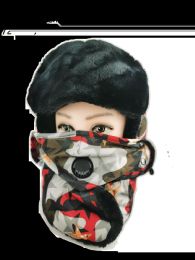 24 Bulk Camouflage Winter Ski Hat With Filter Mask