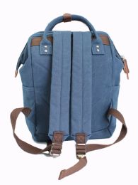 12 Wholesale Unisex Canvas Backpack Color Blue