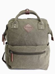 12 Pieces Unisex Canvas Backpack Color Olive - Backpacks