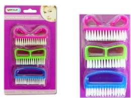 72 Packs 3pc Nail Brushes With Handle - Manicure and Pedicure Items