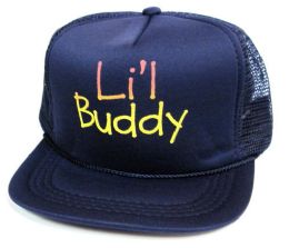 36 Pieces Adults Hats Youth Mesh Back Printed Hat, "li'l Buddy", Assorted Colors - Caps & Headwear