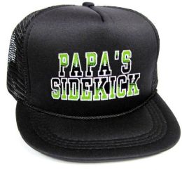 36 Pieces Adults Hats Youth Mesh Back Printed Hat, "papa's Sidekick", Assorted Colors - Caps & Headwear