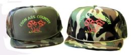 36 Pieces Printed Mesh Hats, Green Camouflage(color May Vary),"coon Ass Country," - Caps & Headwear