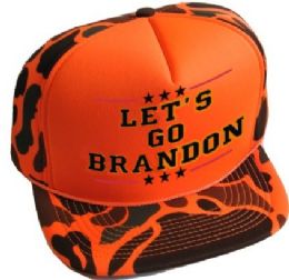 24 Pieces Adults Hats, Plain Front Camo Winter Orange Hats Printed With 2 Color "let's Go Brandon" - Caps & Headwear