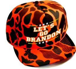 24 Pieces Adults Hats, Solid Camo Winter Orange Hats Printed With 2 Color "let's Go Brandon" - Caps & Headwear