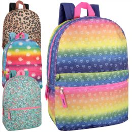 24 Pieces 17 Inch Printed Backpacks - Girls Assortment - Backpacks 17"