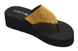 12 Wholesale Slippers For Women In Gold Color Size 5-10