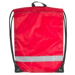 100 Pieces 18 Inch Safety Drawstring Bag With Reflective Strap - Red - Draw String & Sling Packs