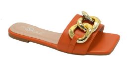 12 Wholesale Flat Sandals For Women In Orange Assorted Size