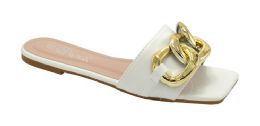 12 Wholesale Flat Sandals For Women In White Assorted Size