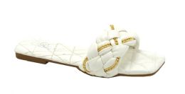 12 Wholesale Flat Sandals For Women In White Assorted Size