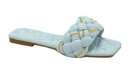 12 Wholesale Flat Sandals For Women In Blue Assorted Size