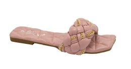 12 Wholesale Flat Sandals For Women In Pink Assorted Size