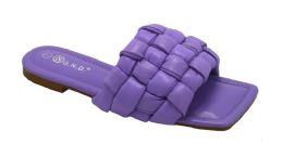12 Wholesale Flat Sandals For Women In Purple Color Assorted Size