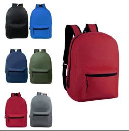 24 Wholesale 17" Kids Basic Backpack In 6 Colors