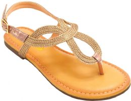 18 Wholesale Flat Sandals For Women With Strap In Champagne Color Size 5-10