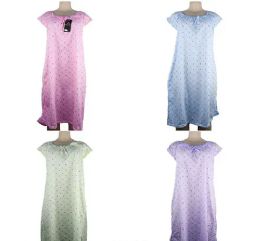 24 Bulk Women Lace Design Night Gown Assorted Color Size M
