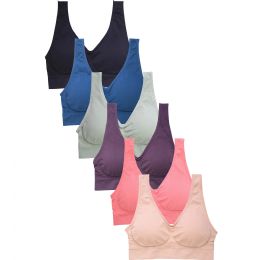 216 Wholesale Women Sofra Ladies Seamless Sports Bra Assorted Color