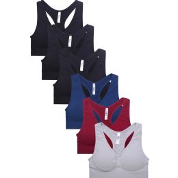 144 Pieces Women Sofra Ladies Seamless Racerback Plus Sports Bra Assorted Color - Womens Bras And Bra Sets