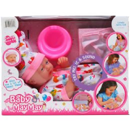6 Pieces Girls Toys Baby Doll W/ Sound & Accss In Window Box - Dolls