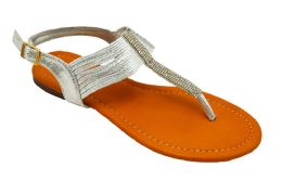 18 Wholesale Womens Sparkle Sandals Ankle Strap In Silver Color Size 5-10