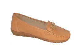 12 Wholesale Shoes Loafers For Women Classic Leather Casual Comfort Walking Moccasins Soft Sole Shoes Color Apricot Size 5-10