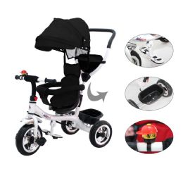 3 Pieces Kids Black Tricycle With Cover - Biking
