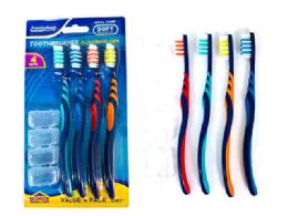 144 Wholesale Toothbrush 4pc/set With Cap Assorted