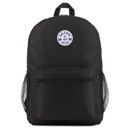 96 Wholesale Yacht & Smith 17inch Water Resistant Black Backpack With Adjustable Padded Straps