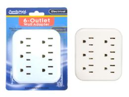 24 Wholesale Outlet Adapter 6 Plugs White Clr Print Fm Logo