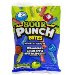 12 Wholesale Sour Punch Bites 3.7 Oz Peg Bag Strawberry,apple,blue,raspberry
