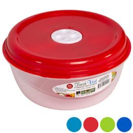 48 Wholesale Food Storage Container 87.9 Oz2.7 Qt Round Fresh Vent4 Color Lids In Pdq #5315