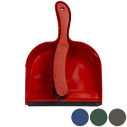 48 pieces Dust Pan W/brush & Rubber Lip 8.5in 4 Colors - Dust Pans