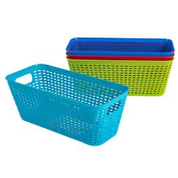 48 Wholesale Basket Long Rect 4 Colors In Pdq 11.8 X 5.3 X 4.7#sT-3939