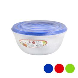 36 Bulk Food Storage 3pc Set Round 525/900/1600 Ml 3 Color Lids #5454-3