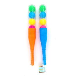 24 Pieces Baseball Bat W/4 Balls 21in Bat & 2in Balls 2ast Colors Meshbag W/ht - Summer Toys