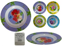 48 Pieces Mela Soup Plate 10" Flower 4asst Design - Plastic Bowls and Plates