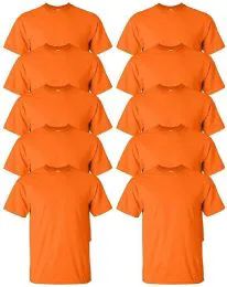 144 Pieces Mens Cotton Crew Neck Short Sleeve T-Shirts Bulk Pack Solid Orange, Size M - Mens Clothes for The Homeless and Charity