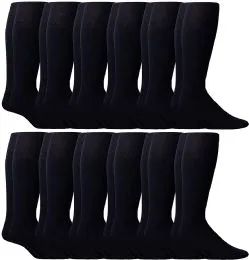 24 Wholesale Yacht & Smith Men's Navy Cotton Terry Athletic Tube Socks, Size 10-13 (24 Pack)
