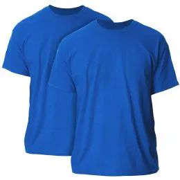 36 Pieces Mens Cotton Crew Neck Short Sleeve T-Shirts Solid Blue, X Large - Mens T-Shirts