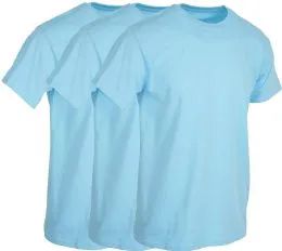 144 Wholesale Mens Light Blue Cotton Crew Neck T Shirt Size Medium
