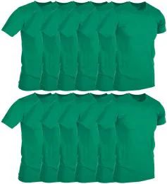 48 Wholesale Mens Green Cotton Crew Neck T Shirt Size Small