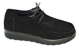 24 Pairs Comfort Work Shoes Lace Up Nurse Hotel Restaurant Walking Slip Resistant Color Black Size 5-10 - Women's Footwear