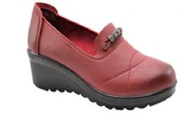 18 Wholesale Comfortable Womens Shoes Work, Walking Non - Slip Color Wine Size 7-11