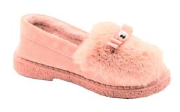 24 Wholesale Womens Faux Fur Moccasin Indoor Outdoor Warm And Cozy House Shoes With Durable Rubber Sole Color Blush Size 5-10
