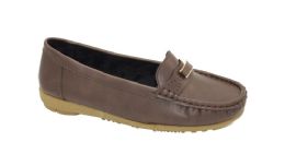 24 Wholesale Womens Leather Loafers Flats Driving Walking Casual Soft Sole Shoes Color Brown Size 5-10