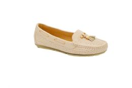24 Wholesale Women Slip On Loafers Casual Flat Walking Shoes Color Beige Size 5-10