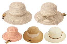 12 Wholesale Straw Bucket Hat Assorted