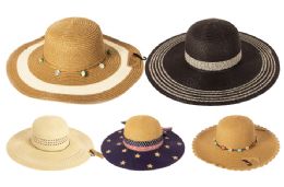 12 Bulk Straw Sun Hat Assorted
