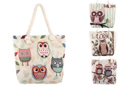 12 Pieces Canvas Tote Owls - Tote Bags & Slings